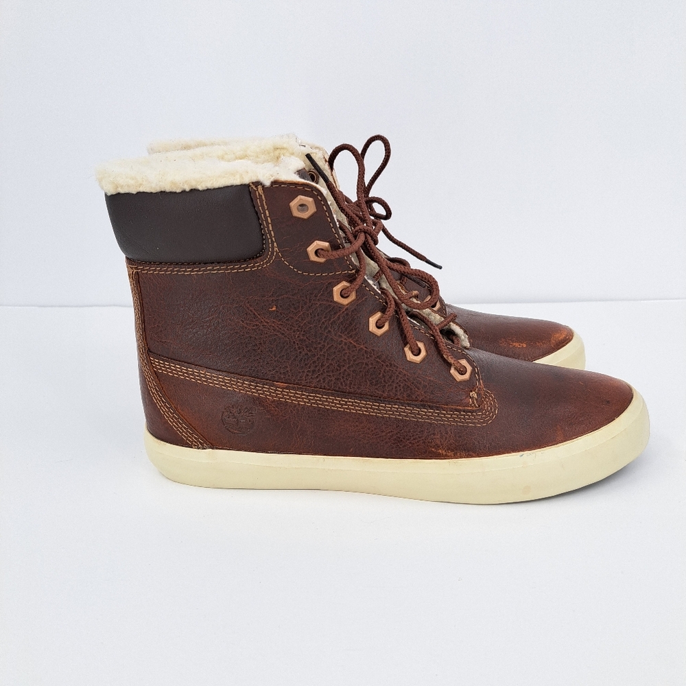 Timberland Flannery Brown Leather Fleece  Chukka Boots 8